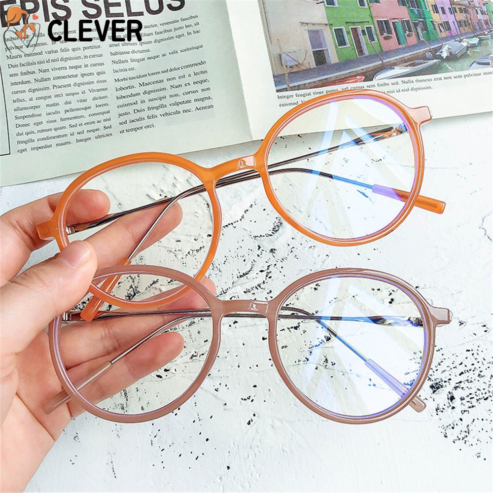 CLEVER Women Men Anti-Blue Light Glasses Computer Eye Protection Eyeglasses Portable Fashion Round Vintage Ultra Light Frame