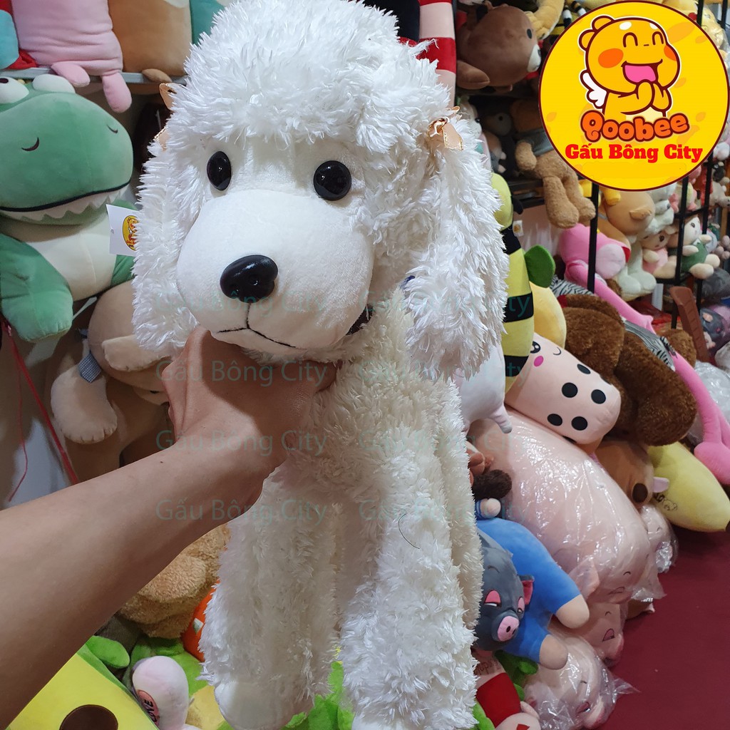 Gấu Bông Chó Poodle Lông Xù - Chó Cừu Đính Nơ Hoa Đeo Khăn