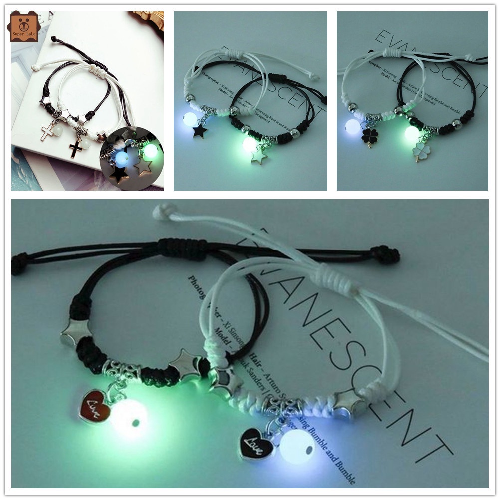 Bộ 2 vòng đeo tay màu dạ quang phong cách Hàn Quốc thời trang cho cặp đôi