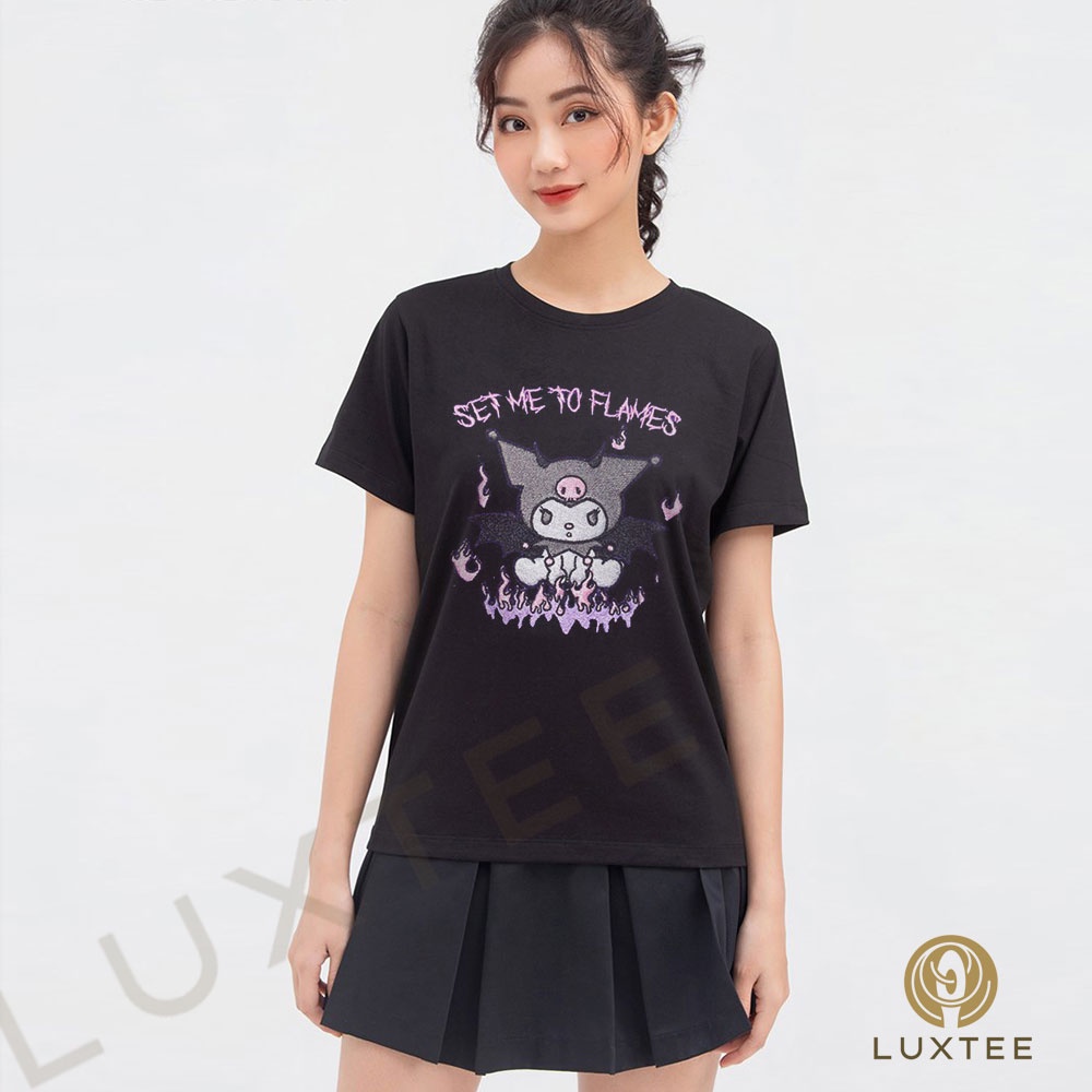 Áo Thun Tay Lỡ Kuromi Dễ Thương, Áo Phông Oversize Kuromi Cá TínhMàu sắc: Màu đen - Trắng -  Xám -  Xanh V46