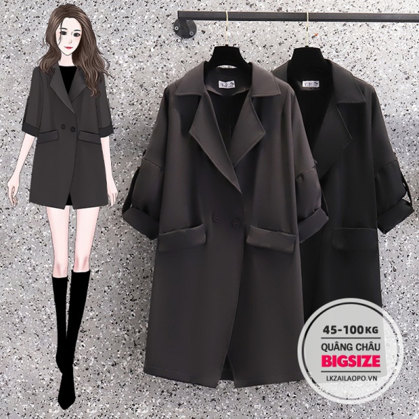 BIGSIZE Nữ (45-100kg) Áo Khoác Dáng Dài mỏng Phong Cách Anh Quốc Thời Trang Mùa Thu Cho Nữ