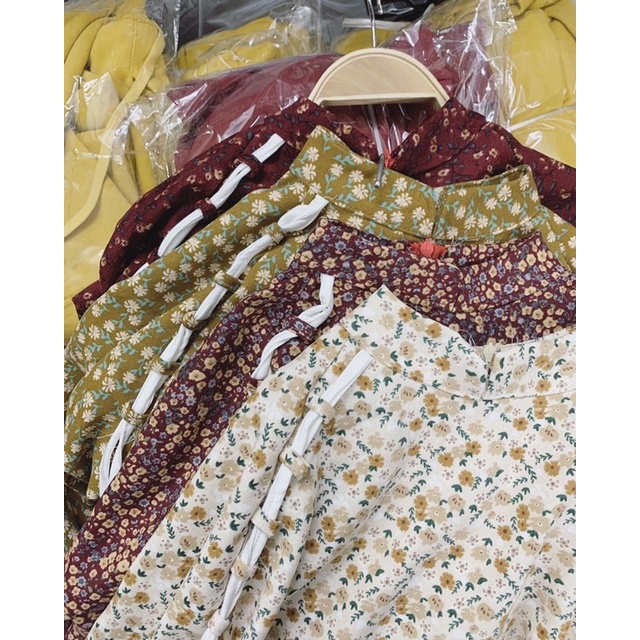 Áo Dài Hoa Nhí Kèm Quần