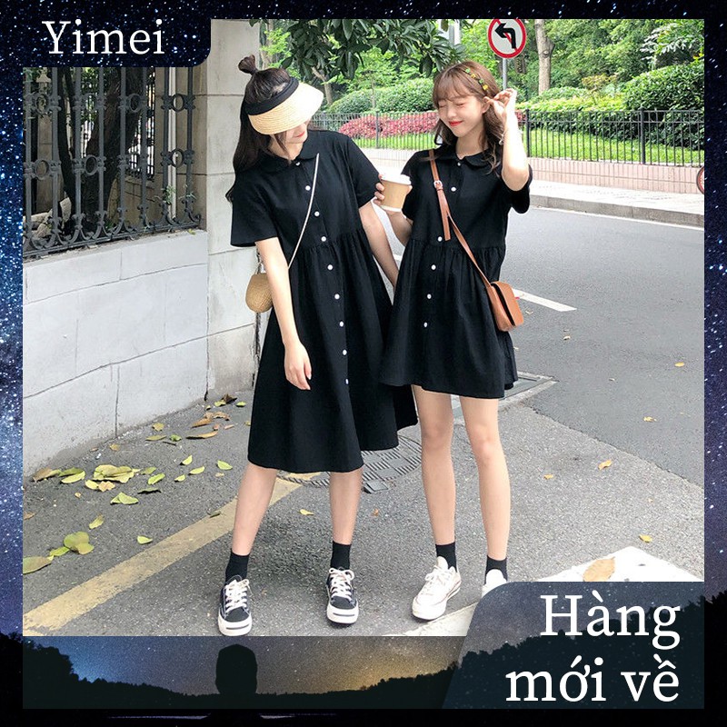 Đầm babydoll ngắn tay kiểu chữ A phong cách retro cho nữ 0412