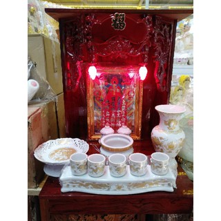 Bàn thờ thần tài ván ngang 37cm x 48cm [bình lư dĩa trắng rồng]