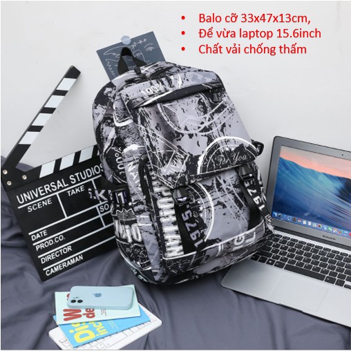 Balo học sinh - cặp đi học - ulzzang - unisex - nhiều ngăn lớn vừa laptop Msport MKZ113