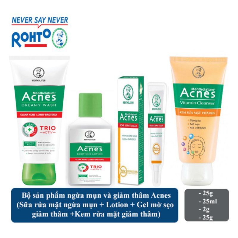 COMBO 4 SẢN PHẨM NGỪA MỤN VÀ GIẢM THÂM ACNES