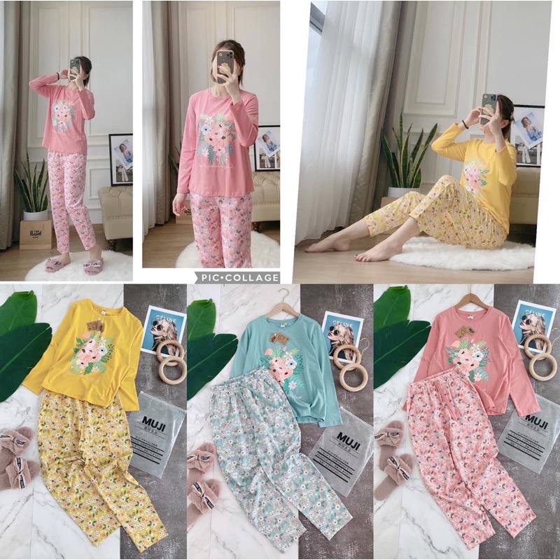 Bộ mặc nhà áo hoa