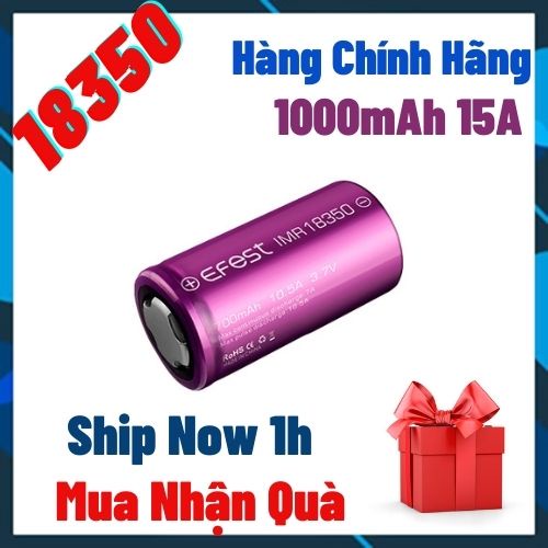 Pin 18350 Pin cylaid ngắn Cell Pin Lùn  Cell Pin sạc  Cylaid Tím 18350 💖 FREESHIP💖 CHÍNH HÃNG 15A, 1000mAh