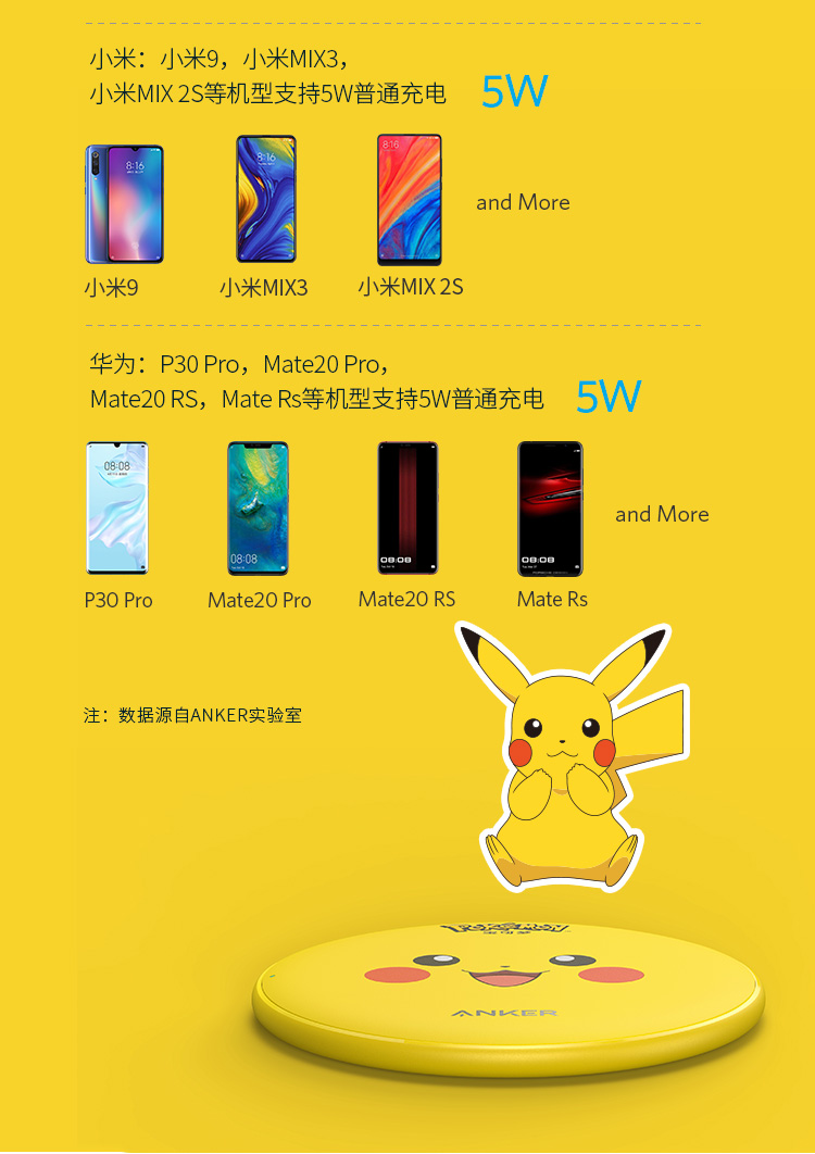 Xiaomi Youpin Anker Anker Wireless Charger Pokémon Pikachu Joint Name Suitable for Apple iPhone12 Charging Dock