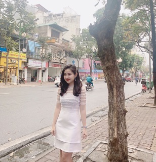 Váy ren nổi pha tafta