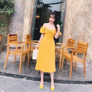 Váy nơ vàng siêu xinh mặc đc 2 kiểu
