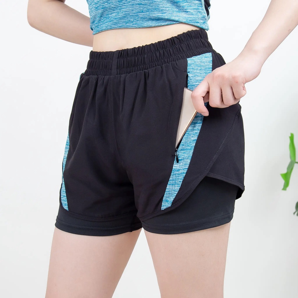 Quần đùi thể thao Boxer Active S005 Gladimax thiết kế 2 lớp có túi khóa, phối màu cá tính, trẻ trung, năng động