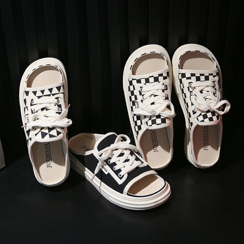 Dép Quai Ngang Thắt Dây Đế Mềm In Hình Mặt Cười 2022 Thời Trang Mùa Hè Cho Nữ