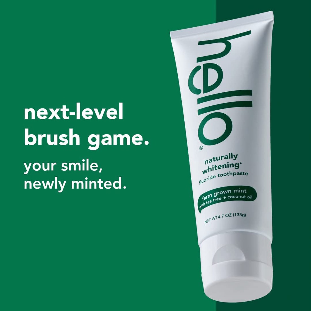 KEM ĐÁNH RĂNG DẦU DỪA &amp; BẠC HÀ - TRẮNG BÓNG Hello Oral Care Naturally Whitening Fluoride Toothpaste, 133g