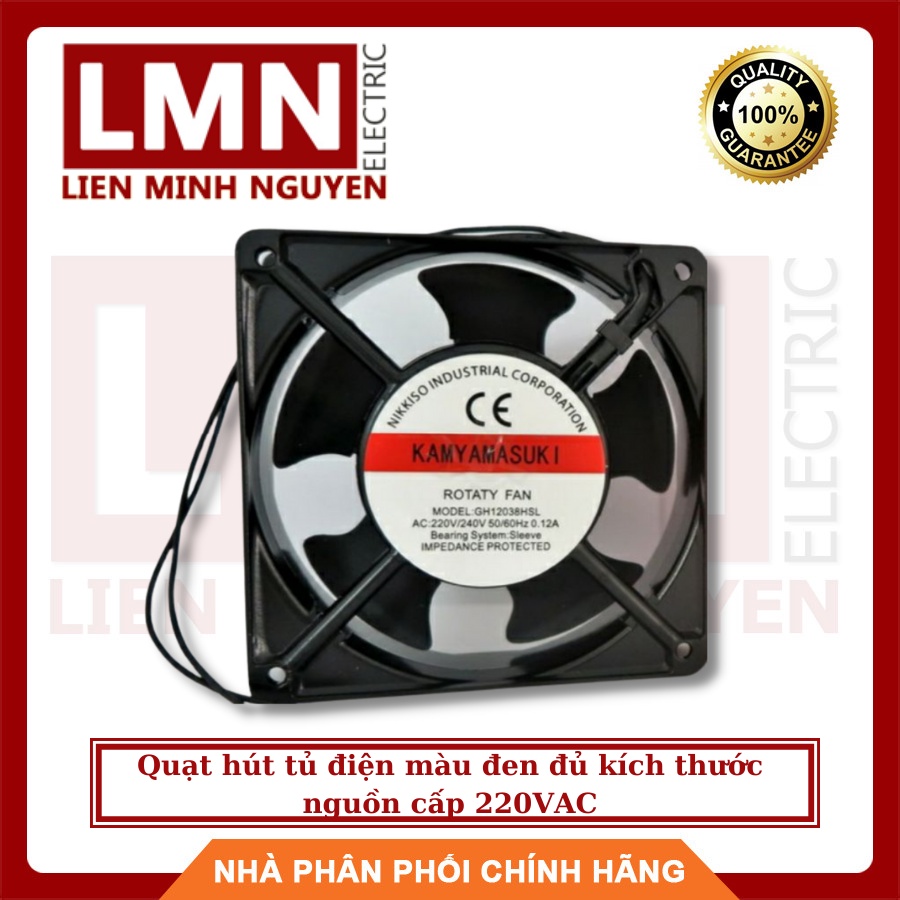 Quạt hút tủ điện màu đen đủ kích thước nguồn cấp 220VAC hiệu Kamyasuki loại tốt