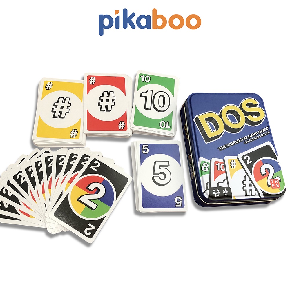 Bài Dos và bài Uno mở rộng 108 lá hộp sắt và hộp giấy cao cấp Pikaboo giúp giải trí giảm stress