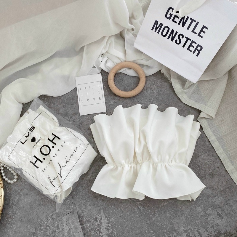 ÁO CROP TRẮNG ỐNG RÚT EO