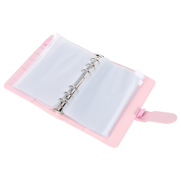 Set 14 Bìa Da Đựng Tiền/Giấy Tờ Kèm 6 Vòng Kim Loại Gắn Bao Thư/Tiền Tiết Kiệm