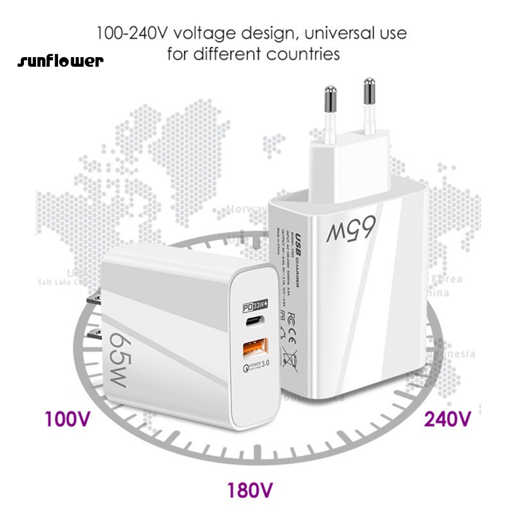 Cốc sạc Lenovo 65W QC3.0 gắn tường tiện dụng cho điện thoại