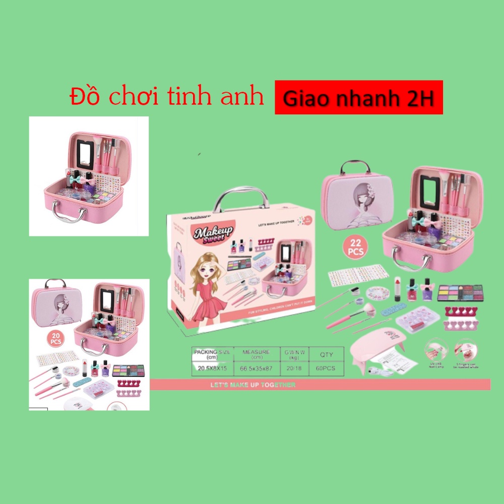 Bộ đồ chơi vali trang điểm cho bé, hộp trang điểm như thật cho bé gái