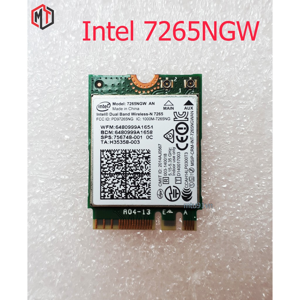 Card WiFi Laptop Intel 7260NGW 7265NGW AN chuẩn N có Blueooth 4.2