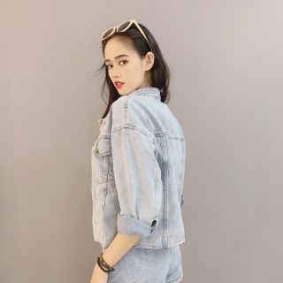 Khoác jean lửng 2 túi