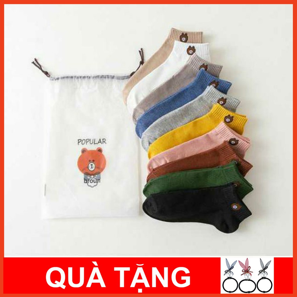 Set 10 đôi tất gấu kèm túi đựng