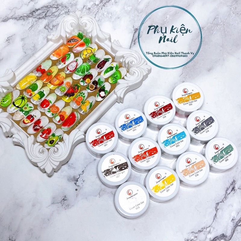 Gel vẽ nail, sét gel vẽ móng 12 màu, gel vẽ đặc cao cấp chính hãng