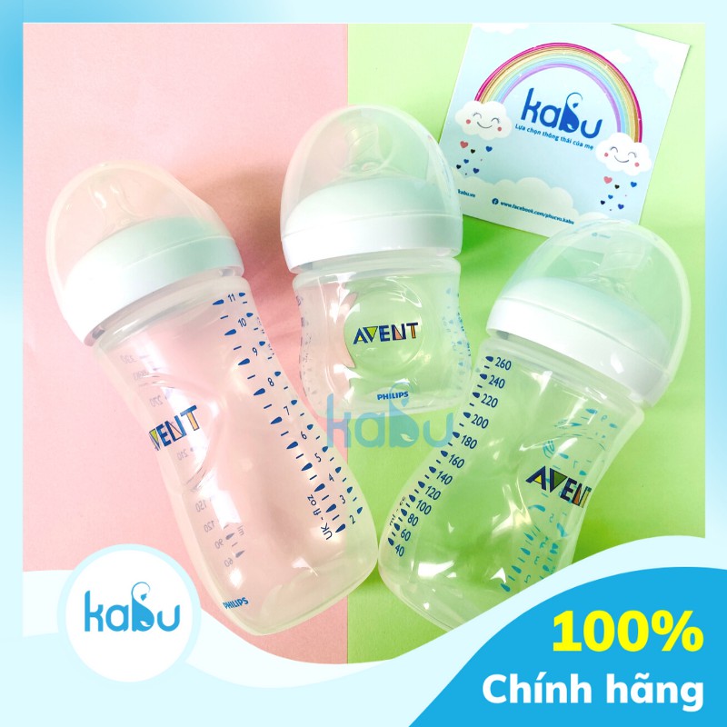 KABU - Bình sữa Philip Avent Natural Chống Đầy Hơi, Chống Sặc bằng Nhựa Không BPA - 125ml/260ml/330ml