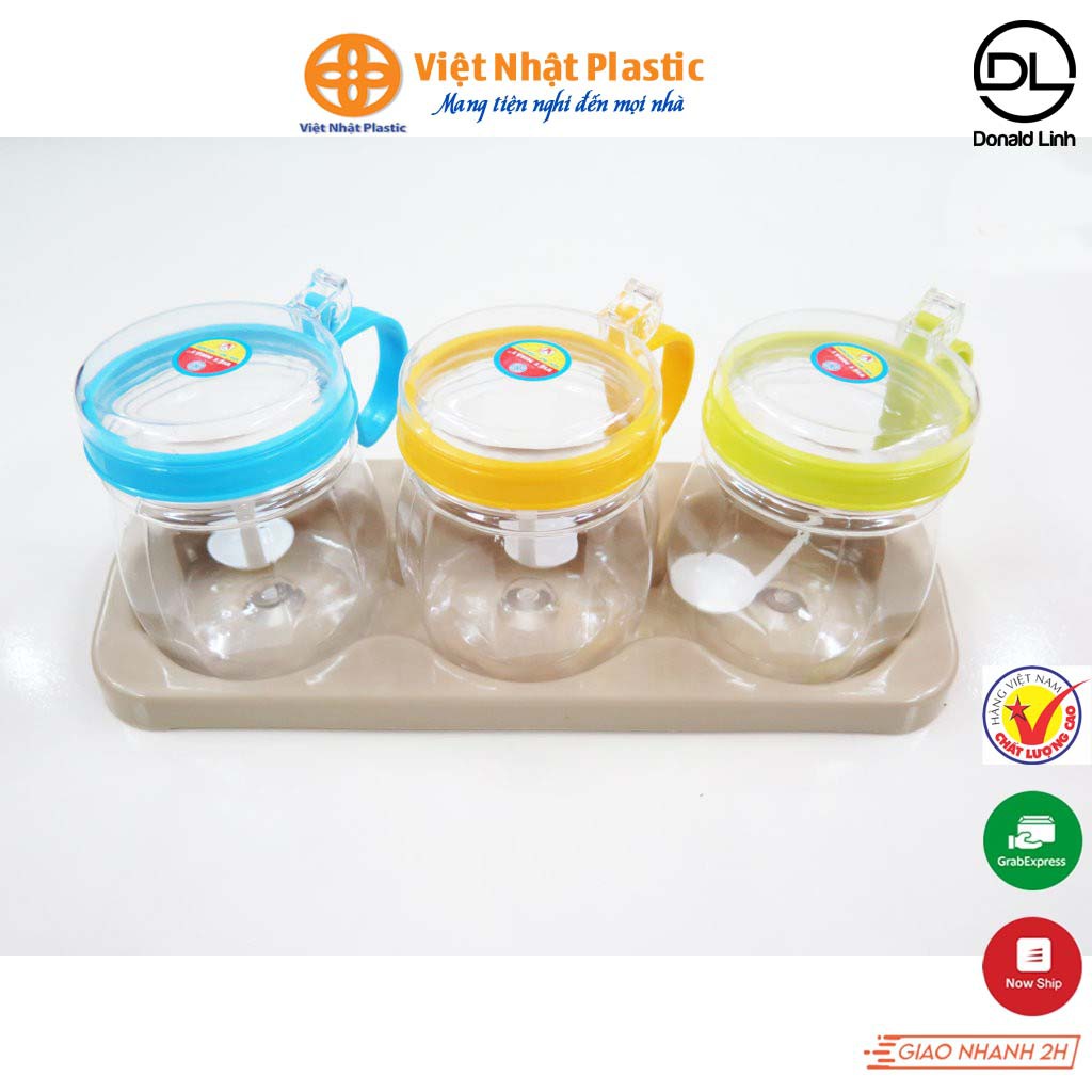 Bộ 3 lọ gia vị có nắp đậy Việt Nhật Plastic 2938 | BigBuy360 - bigbuy360.vn
