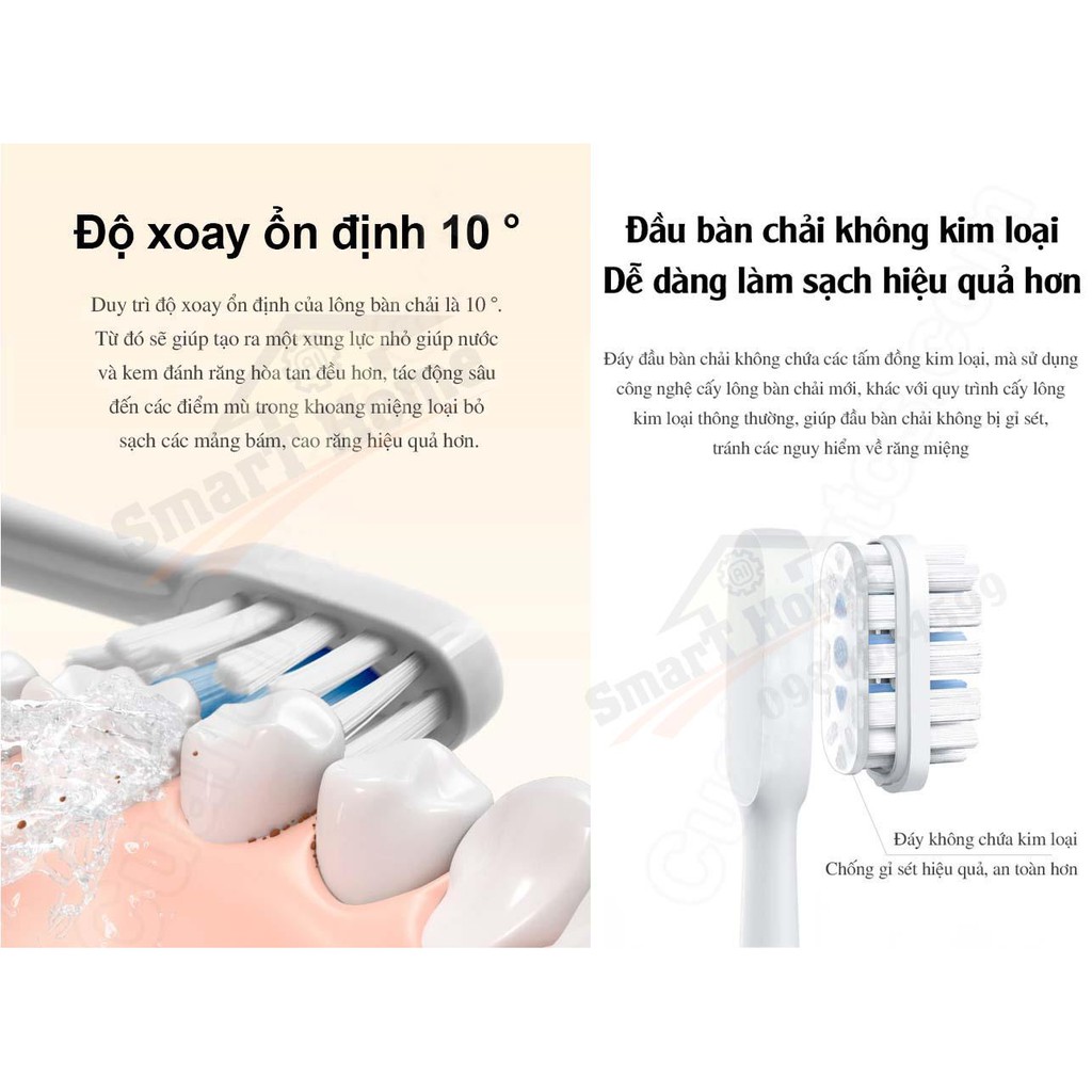 Bàn Chải Đánh Răng Điện Xiaomi T500 , Bàn chải điện Mijia Sonic T500 giảm tiếng ồn làm sạch sâu trong răng bảo vệ nướu