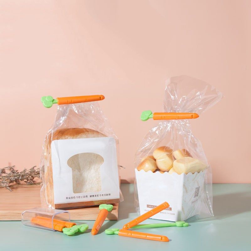 Set 5 kẹp miệng túi thức ăn hình cà rốt kèm hộp đựng