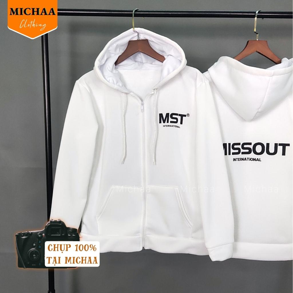 Áo Khoác Hoodie Nỉ MISSOUT Nam Nữ Ulzzang Unisex Dây Kéo Form Rộng - MICHAA