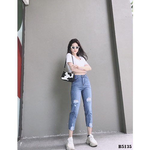 [Big Sale] Quần Jean Nữ Baggy Rách Gối, tôn dáng, chất liệu dày dặn, phong cách năng động cá tính, Hàng Cao Cấp B5135 | BigBuy360 - bigbuy360.vn