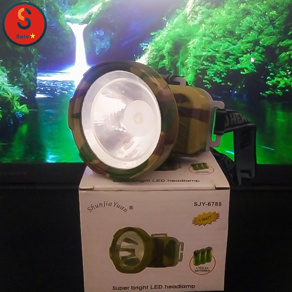 Đèn pin treo đầu bóng led SJY-6788 Linh hoạt dễ sử dụng Đèn pin led đeo đầu kiểu mầu sắc rằn ri độ bền cao tiết kiệm pin