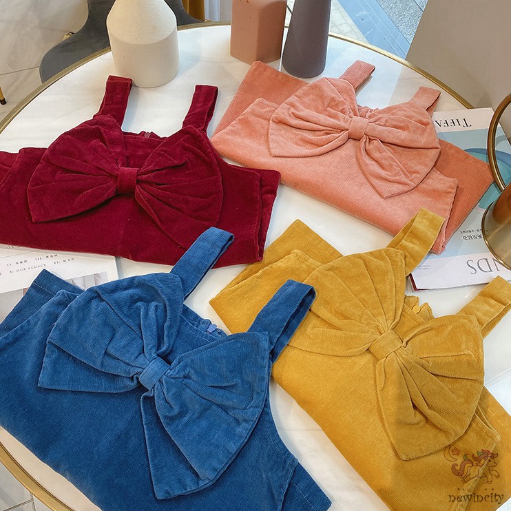 Đầm nhung phối nơ phong cách Hàn Quốc thời trang mùa thu cho bé gái