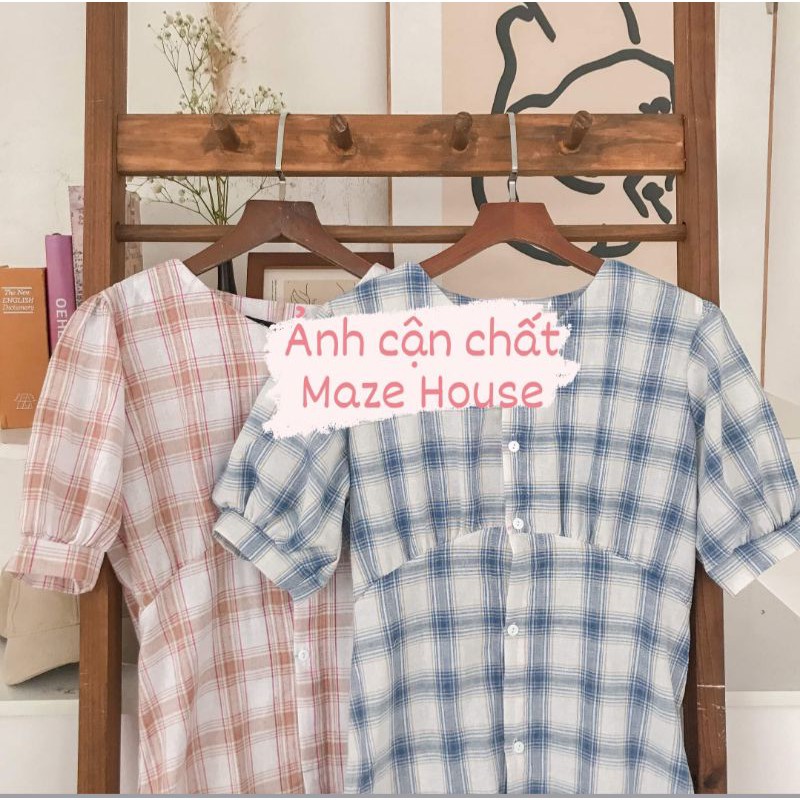 Váy kẻ caro Ulzzang dáng dài 💖VIDEO/ẢNH THẬT💖 Đầm caro cài cúc 2 màu Xanh và Hồng dễ dàng phối đồ phong cách dạo phố | BigBuy360 - bigbuy360.vn