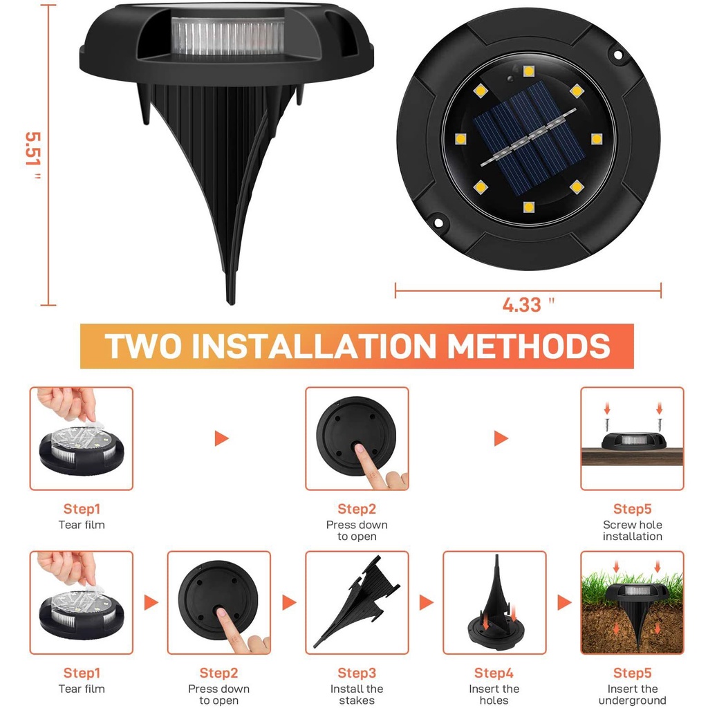 Đèn 8Led Siêu Sáng Hình Tròn Sử Dụng Năng Lượng Mặt Trời