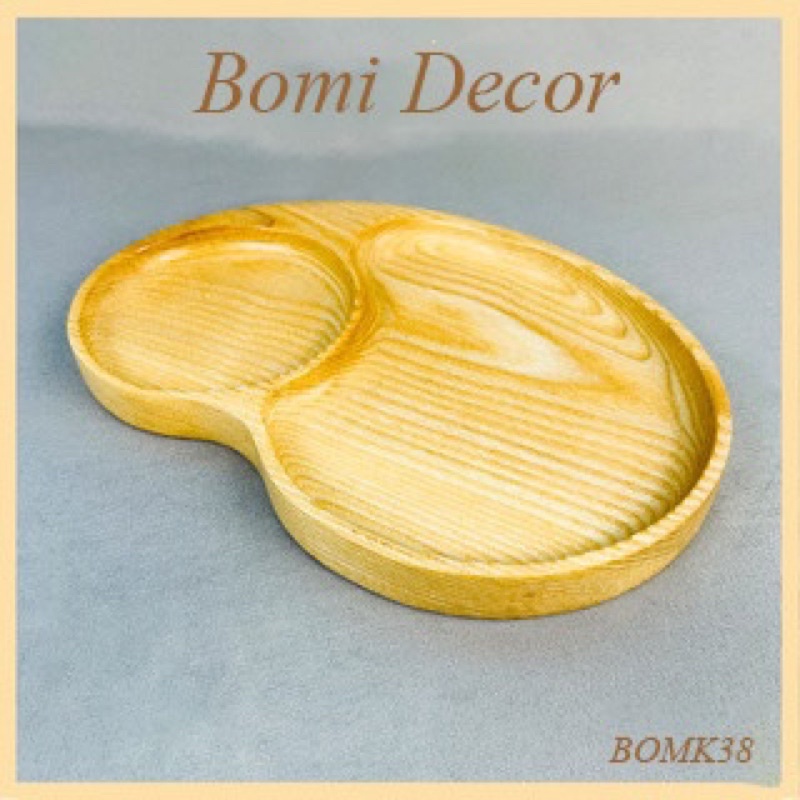 Khay gỗ decor BOMI - Khay gỗ đựng đồ ăn gỗ tần bì hạt đậu siêu đáng yêu size nhỏ BOMK38A