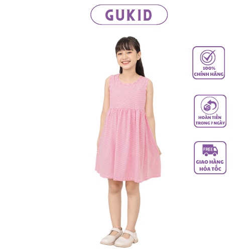 Váy bé gái GUKID sát nách vải sọc Hồng từ 18 to 40 kg - GKV15
