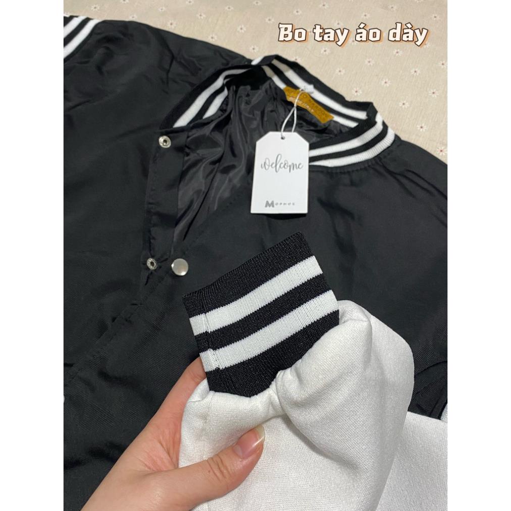 Áo bomber khoác 09 UNISEX MAX RẺ chất nỉ cao cấp, áo khoác nỉ phối tay trắng