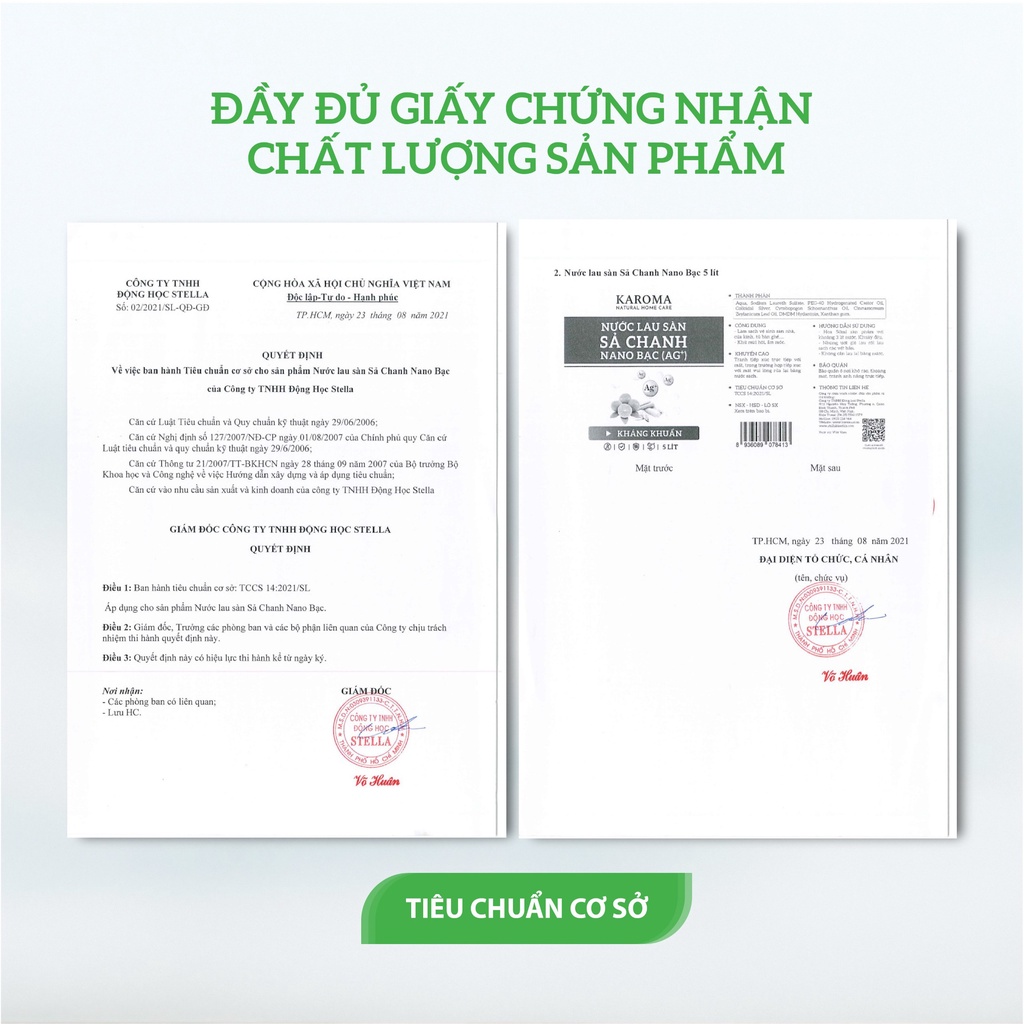 Nước Lau Sàn KAROMA Kháng Khuẩn, Đuổi Muỗi Tinh Dầu Sả Chanh & Nano Bạc 5 lit (Can)