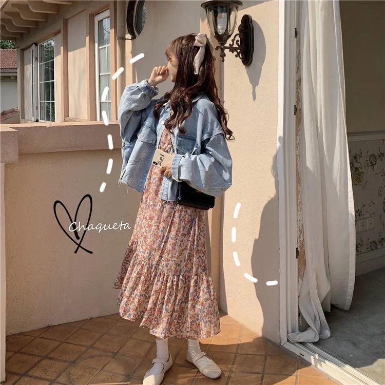 Đầm Voan Hoa Tay Dài Xinh Xắn Dành Cho Nữ
