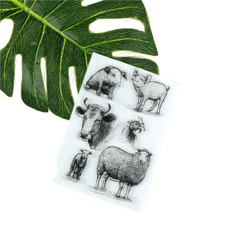 [takejoyfree 0609] Animals Pig Cow Sheep Clear Stamps Scrapbooking Card Making Photo Album Decor