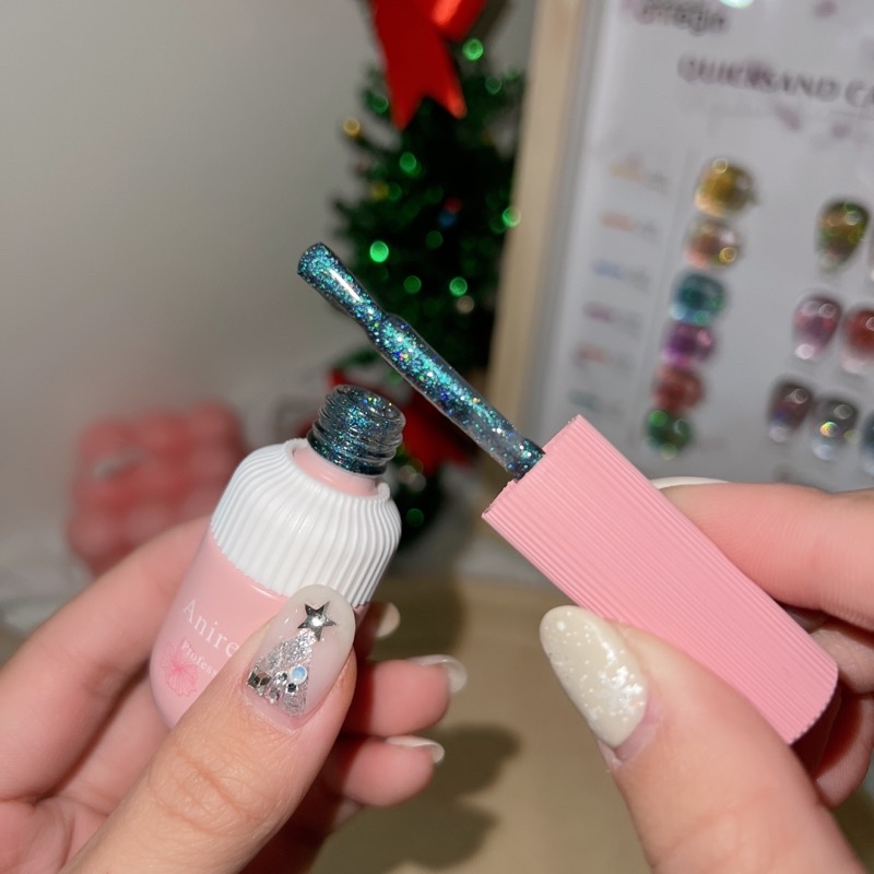 Set sơn nhũ mắt mèo flash 9c tặng kèm bảng màu