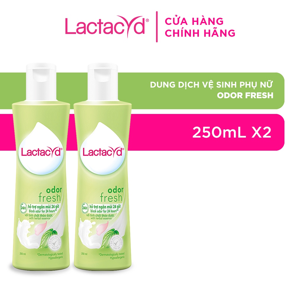 Bộ 2 chai Dung Dịch Vệ Sinh Phụ nữ Lactacyd Odor Fresh Ngăn Mùi 24H 250ml/chai