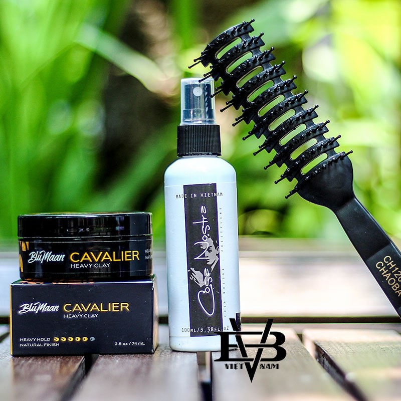 Sáp vuốt tóc Cavalier Heavy Clay 74ml + Xịt dưỡng Cosa Nostra Spray 100ml + Tặng lược