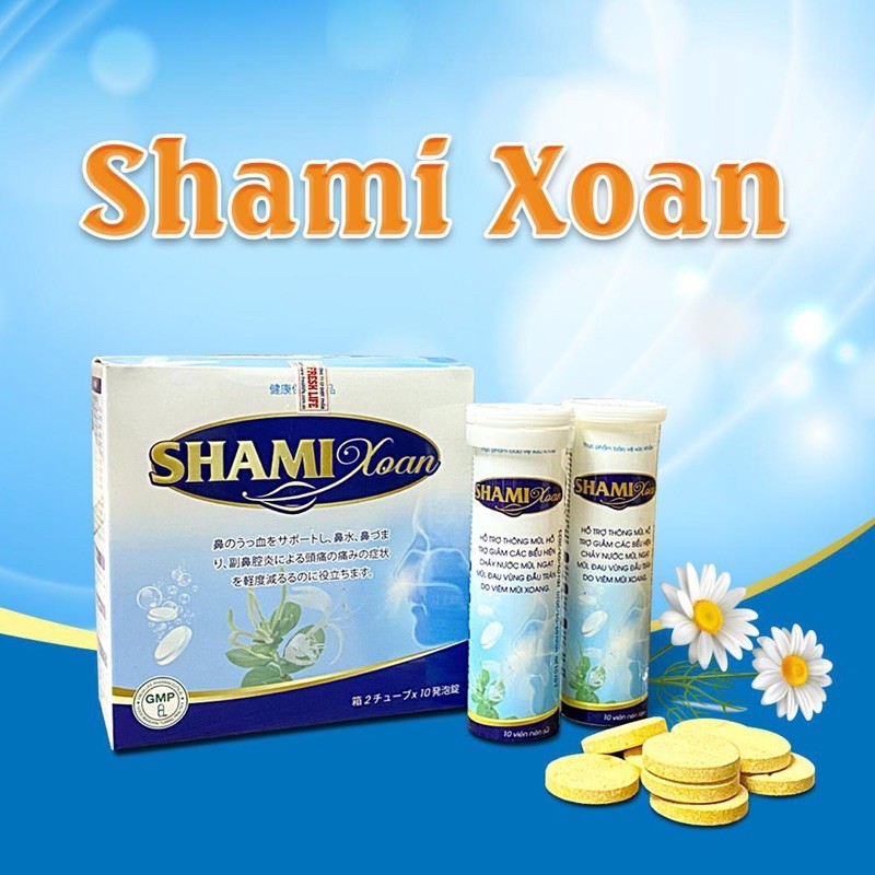 Viên Sủi Shami Xoan Hộp 20 Viên - Hỗ Trợ Giảm Triệu Chứng Viêm Mũi & Viêm Xoang