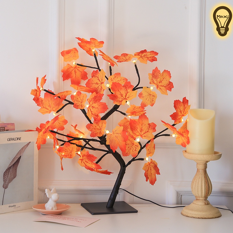 【HÀNG SẴN】Đèn led cây để bàn lá phong mùa thu thiết kế độc đáo trang trí DECOR phòng ngủ dùng USB tiện dụng MOXI.