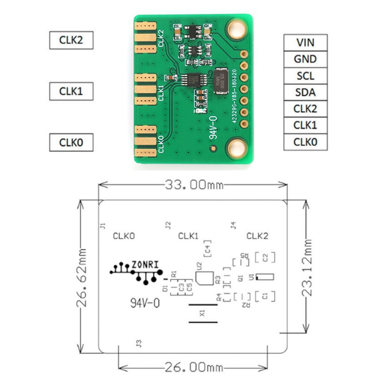 1 Mô Đun Phát Tín Hiệu Đồng Hồ 3 Kênh Si5351A 8KHz-160MHz (4 Lớp)